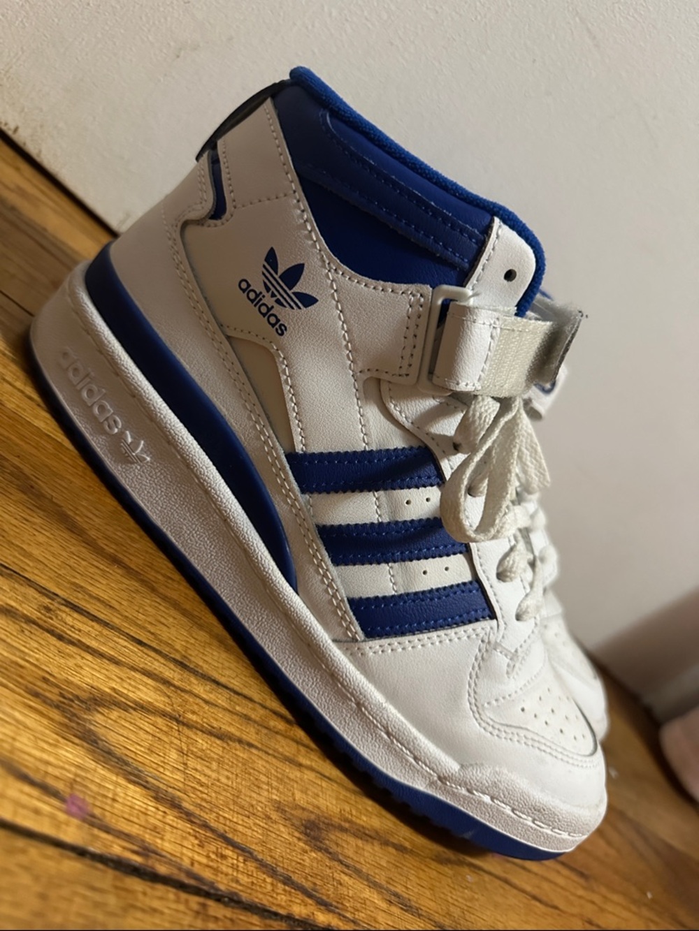 adidas High-Top Sneakers in White and Blue